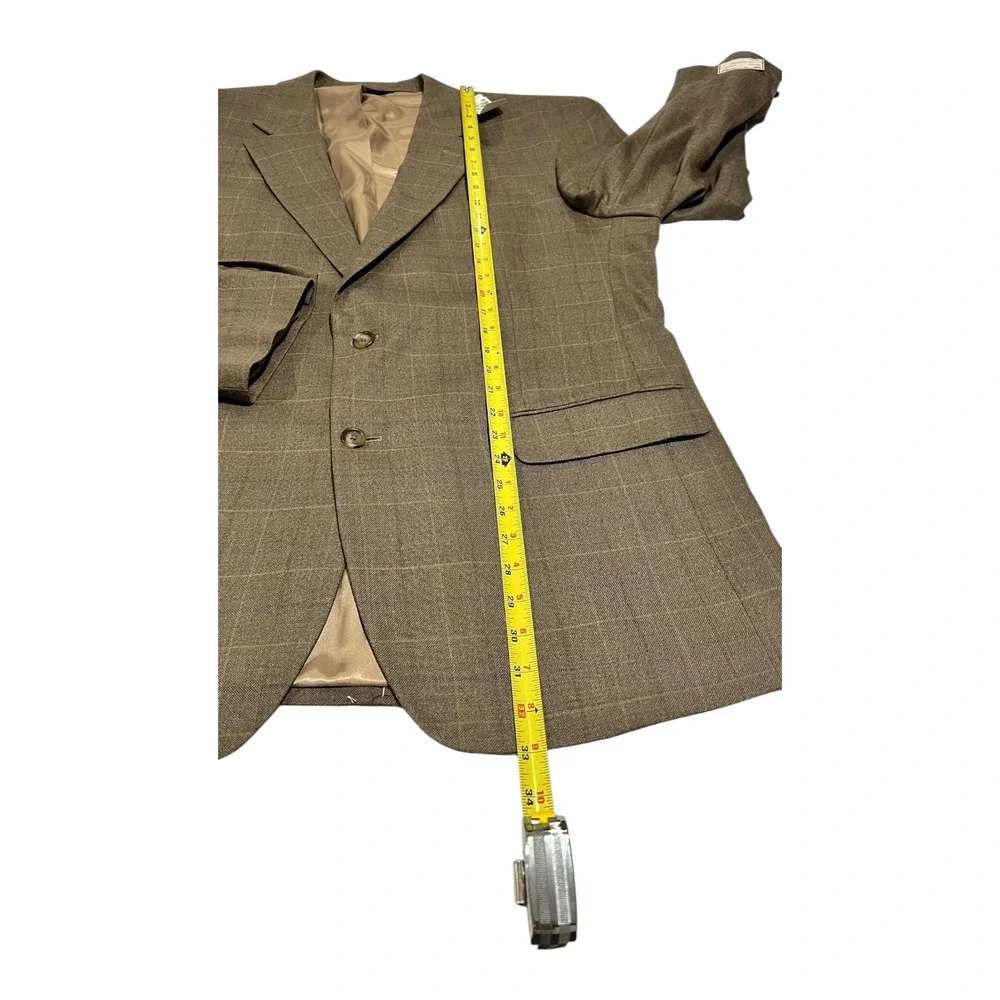 NWT Jos. A. Bank Men's 46R‎ Brown Silk Wool Plaid 2-Button Executive Jacket